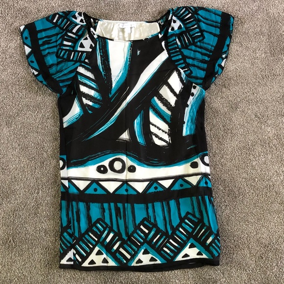 New York & Company Geometric Dress  Size S Bell Sleeves Colorful Summer - Picture 4 of 12